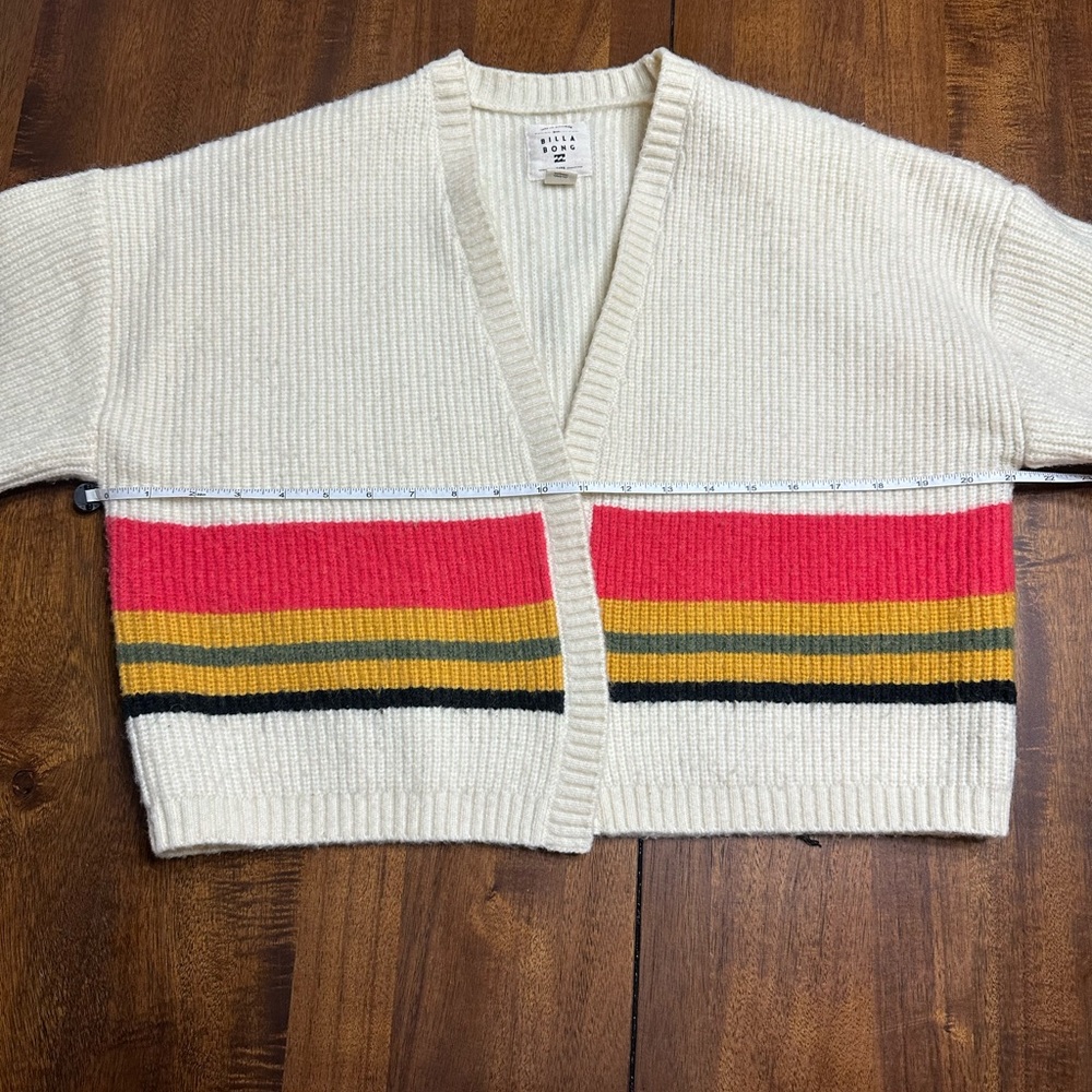 Billabong Cropped Striped Cardigan Sweater – Cozy Surf Boho Boxy Knit